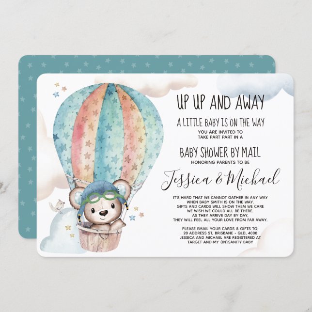 Gender Neutral Teddy Bear | Baby Shower by Mail Invitation (Front/Back)