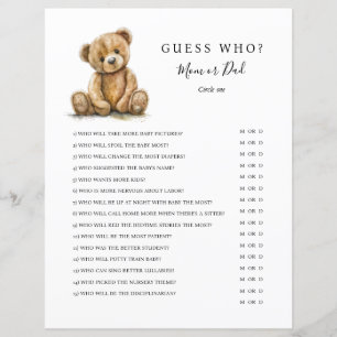Gender Neutral Teddy Bear Baby Shower Game