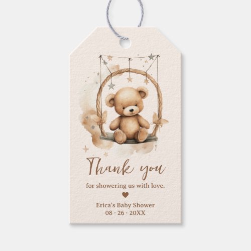 Gender Neutral, Teddy Bear Baby Shower Gift Tags