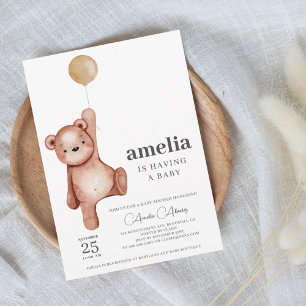 Gender Neutral Teddy Bear Baby Shower Invitation