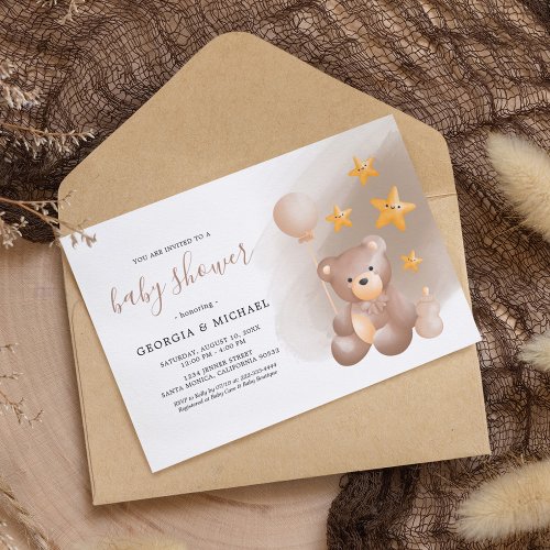 Gender Neutral Teddy Bear Baby Shower Invitations