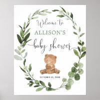 Gender neutral teddy bear baby shower welcome sign