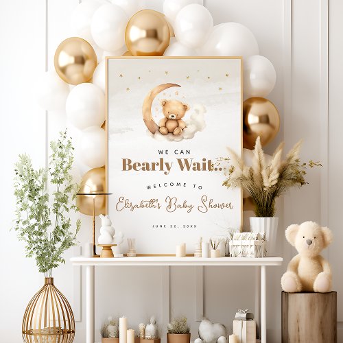 Gender Neutral Teddy Bear Baby Shower Welcome Sign