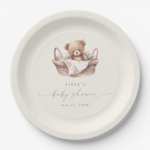 Gender Neutral Teddy Bear Boho Baby Shower Paper Plates