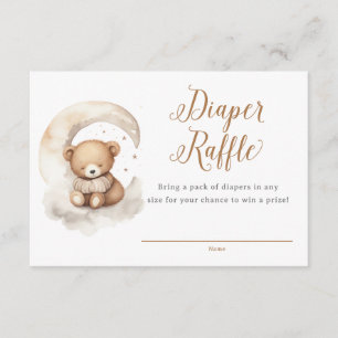 Gender Neutral Teddy Bear Moon Stars Baby Shower Enclosure Card