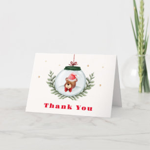 Gender Neutral Teddy Bear Winter Baby Shower Letterpress Thank You Card