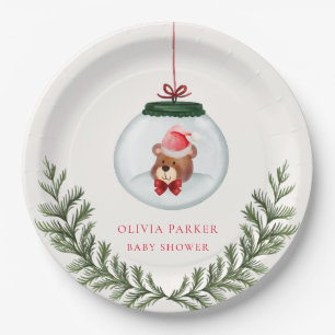 Gender Neutral Teddy Bear Winter Baby Shower Paper Plates