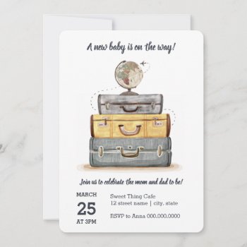 Gender Neutral Travel Baby Shower Invitation by LaurEvansDesign at Zazzle