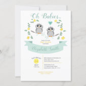 Gender neutral Twin Cute owls baby shower Invitation (Front)