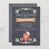 Gender Neutral Twin Fox Baby Shower Invitation (Front/Back)