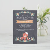 Gender Neutral Twin Fox Baby Shower Invitation (Standing Front)