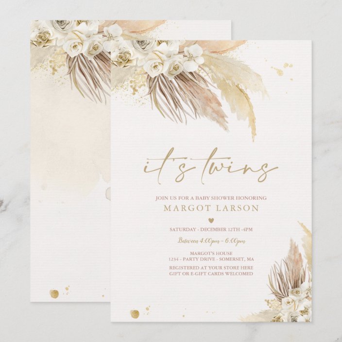 Gender Neutral Twin Pampas Grass Boho Baby Shower