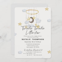 Gender Neutral Twinkle Little Star Baby Shower Invitation