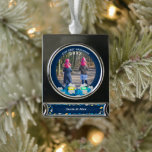 Gender Neutral Twins First Hanukkah Silver Plated Banner Ornament<br><div class="desc">The perfect way to commemorate a few new bundles of joy's first Hanukkah! The color scheme is silver, blues, and accents of gold felt. Plus two adorable owls popping out of a gift box are yellow & green, making it perfect for any gender. Don't forget to customize the text and...</div>