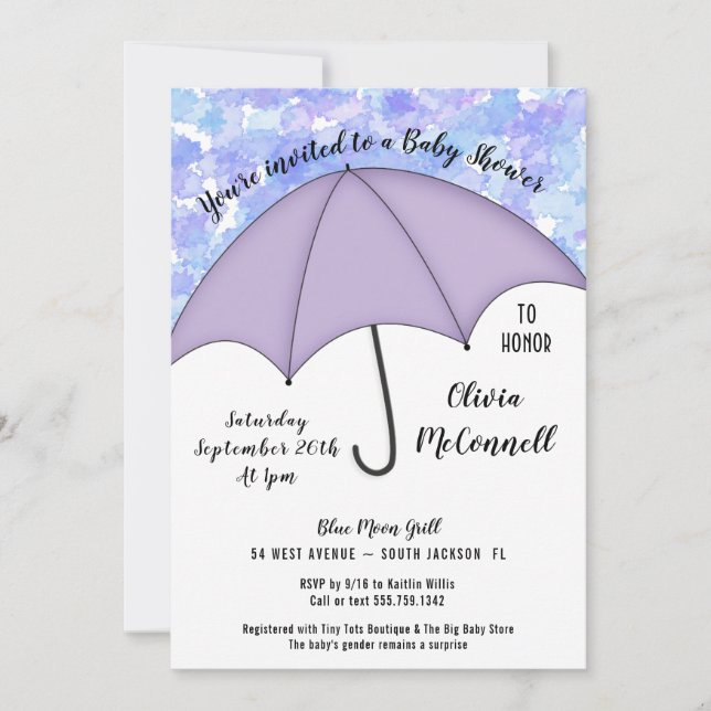 Gender Neutral Umbrella Baby Shower Invitation (Front)
