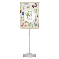 Gender Neutral Vintage Baby Nursery Toys Monogram Table Lamp