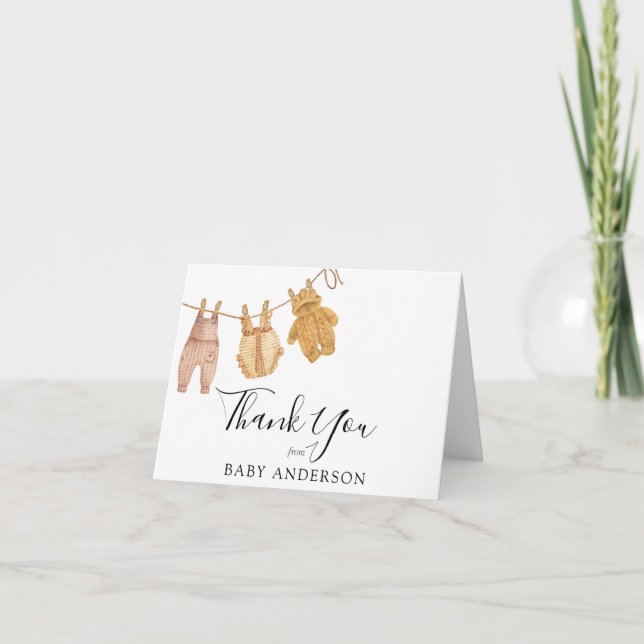 Gender Neutral Vintage Baby Shower Thank You (Front)