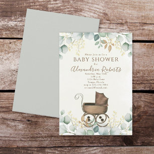 Gender Neutral Vintage Carriage Baby Shower Invitation