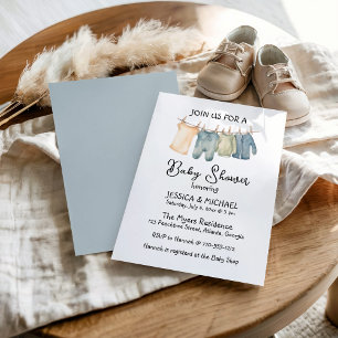 Gender-Neutral Vintage Clothing Baby Shower Invitation