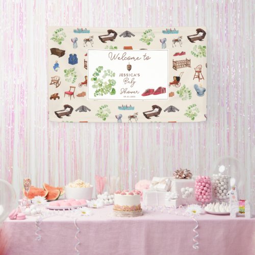 Gender Neutral Vintage Nursery Toys Baby Shower Banner