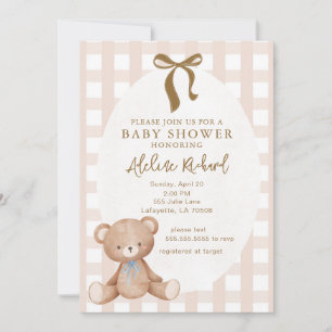 Gender Neutral Vintage Teddy Bear Baby Shower Invitation