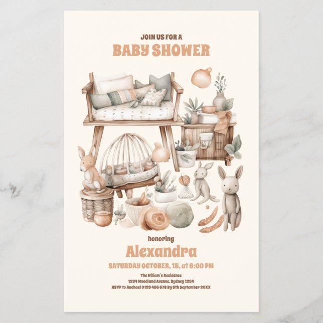 Gender Neutral Vintage Toys Baby Shower  Flyer (Front)
