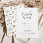 Gender Neutral Vintage Toys Baby Shower Invitation<br><div class="desc">Celebrate the parents-to-be with this cute gender neutral baby shower collection featuring a watercolor illustration of baby’s first outfit and vintage toys surrounded by eucalyptus leaves and a matching pattern on the back.</div>