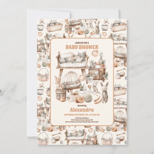 Gender Neutral Vintage Toys Baby Shower  Invitation