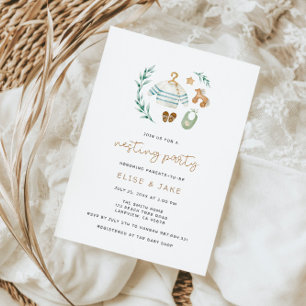 Gender Neutral Vintage Toys Nesting Party Invitation