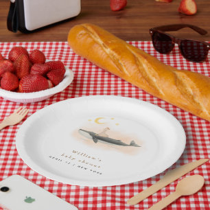 Gender Neutral Vintage Whale & Duck Baby Shower Paper Plates