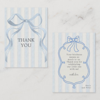 Gender Neutral Watercolor Blue Bow Baby Shower Note Card