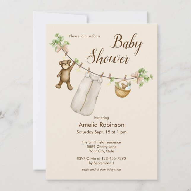 Gender Neutral Watercolor Boho Baby Shower  Invita Invitation (Front)