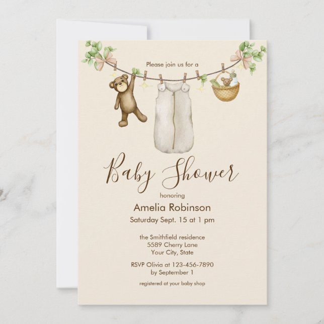 Gender Neutral Watercolor Boho Baby Shower  Invitation (Front)
