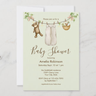 Gender Neutral Watercolor Boho Baby Shower  Invitation