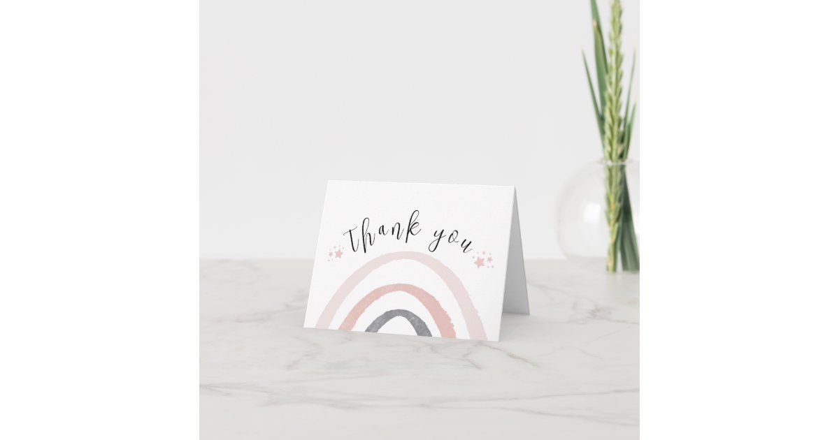 Gender Neutral Watercolor Boho Rainbow Baby Shower Thank You Card | Zazzle