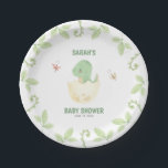 Gender Neutral Watercolor Dinosaur Baby Shower Paper Plates<br><div class="desc">The "Gender Neutral Watercolor Dinosaur Baby Shower Paper Plates" offer a delightful blend of elegance and convenience for your baby shower. Featuring beautiful watercolor illustrations of a green baby dinosaur hatching surrounded by lush greenery, they perfectly cater to any celebration, regardless of the baby's gender. These durable paper plates are...</div>