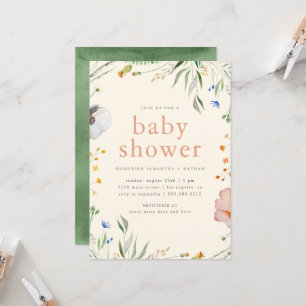 Gender Neutral Watercolor Floral Coed Baby Shower Invitation