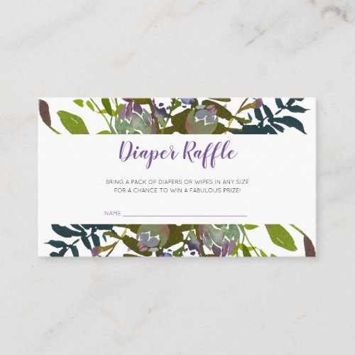 Gender Neutral Watercolor Floral Diaper Raffle Business Card