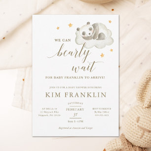 Gender Neutral We Can Bearly Wait Baby Shower  Inv Invitation