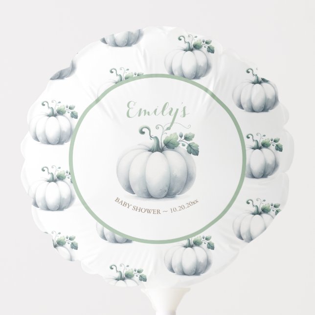 Gender Neutral White Pumpkin Baby Shower Balloon (Front)