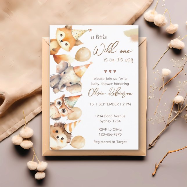 Gender neutral Wild One Animals Boy Baby Shower  Invitation (Creator Uploaded)