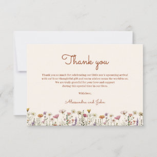 Gender-Neutral Wildflower Boho Baby Shower Note Card