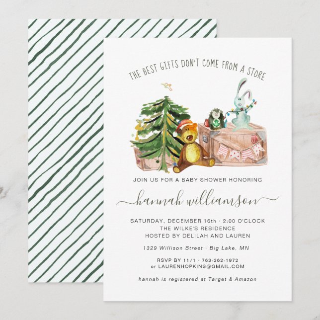 Gender Neutral | Winter Christmas Baby Shower Invitation (Front/Back)
