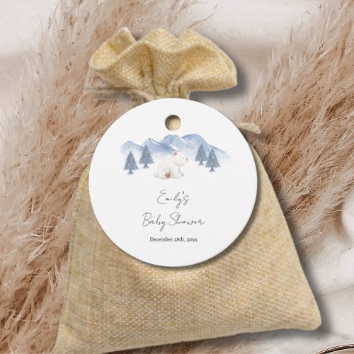 Gender Neutral Winter Polar Bear Baby Shower  Favor Tags