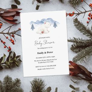 Gender Neutral Winter Polar Bear Baby Shower  Invitation