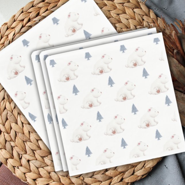 Gender Neutral Winter Polar Bear Baby Shower  Napkins (Gender Neutral Winter Polar Bear Baby Shower Napkins)