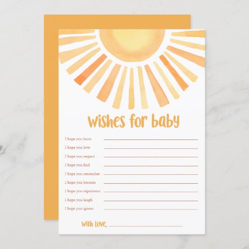 Gender Neutral Wishes for Baby boho sunshine sun Invitation