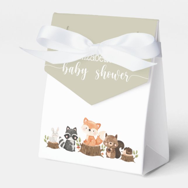 Gender Neutral Woodland Animal Baby Shower Favor B Boxes (Front Side)