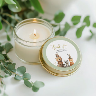 Gender neutral Woodland Animals Baby shower favor Classic Round Sticker