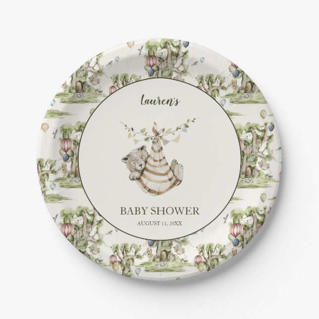 Gender Neutral Woodland Animals Baby Shower  Paper Plates (Front)